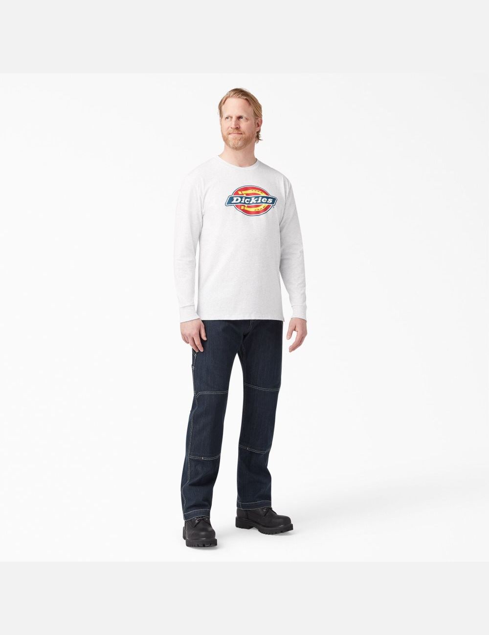 Ash Gray Dickies Regular Icon Graphic Long Sleeve T-Shirts | 482NPABYX