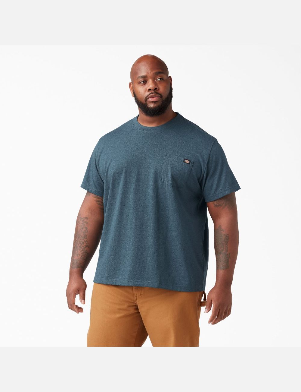 Baltic Blue Dickies Short Sleeve Heavyweight Heathered T-Shirts | 472EOLUWG