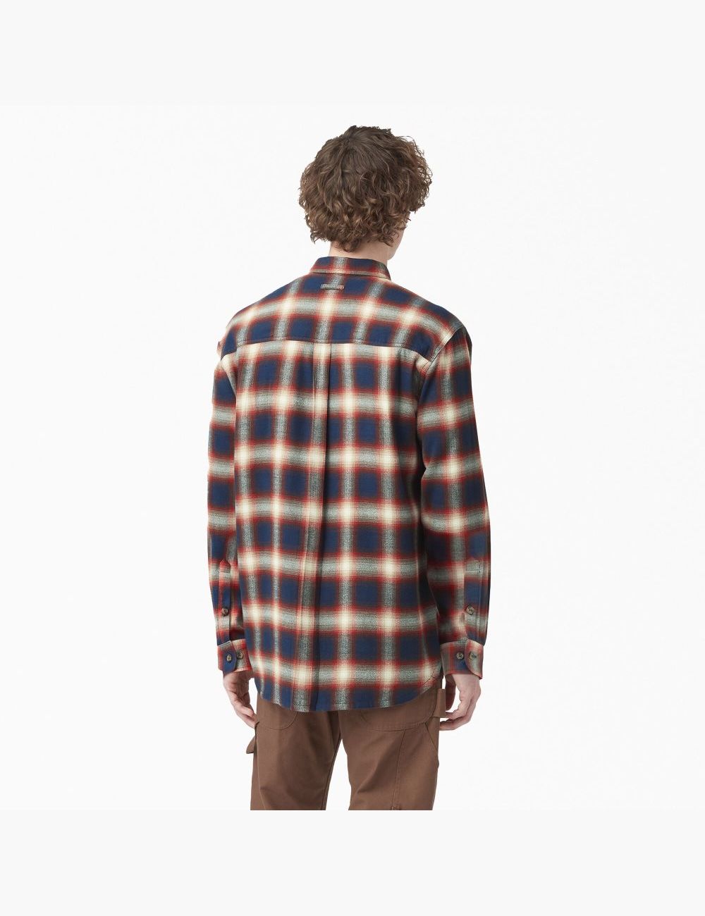 Barn Red Dark Navy Plaid Dickies 1922 Flannel Shirt Button Up | 023IQXHDG