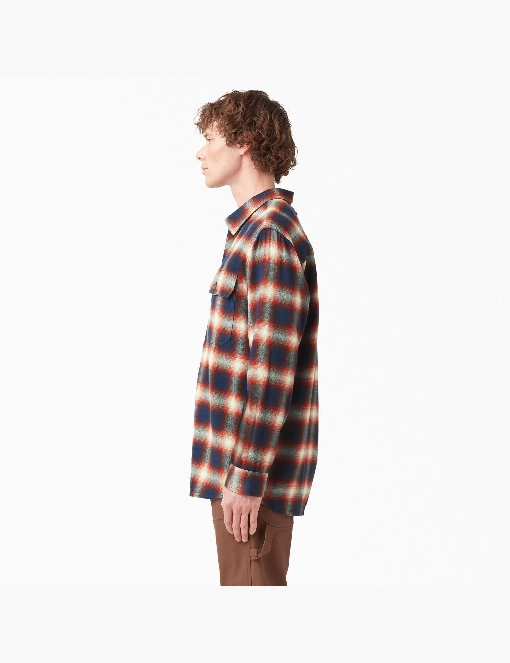 Barn Red Dark Navy Plaid Dickies 1922 Flannel Shirt Button Up | 023IQXHDG