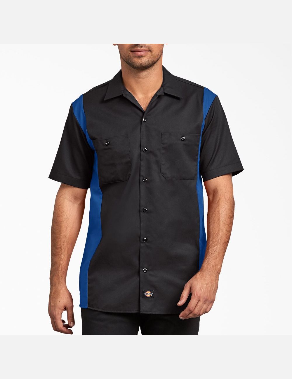 Black Blue Tone Dickies Two-Tone Short Sleeve Work Shirts | 529JCPBGW