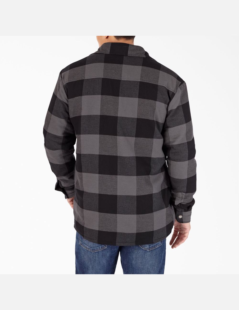 Black Dark Slate Buffalo Plaid Dickies Hydroshield Flannel High Pile Fleece Shirt Jackets | 415BWKGMF