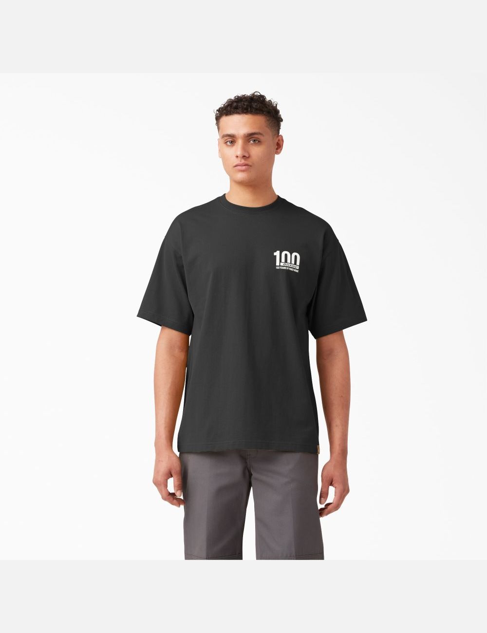 Black Dickies 100 Year Milestone Graphic T-Shirts | 972ELDPAJ