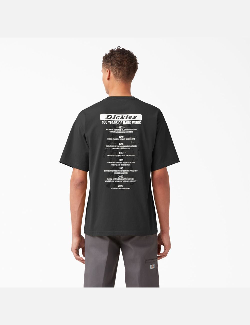 Black Dickies 100 Year Milestone Graphic T-Shirts | 972ELDPAJ