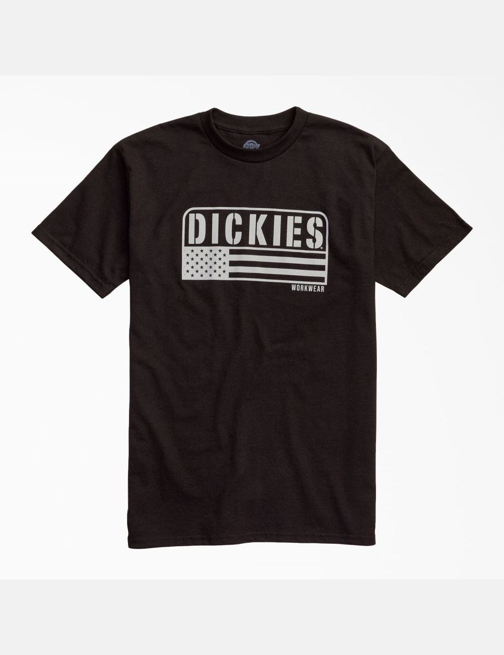 Black Dickies American Flag Graphic T-Shirts | 368JHQANM