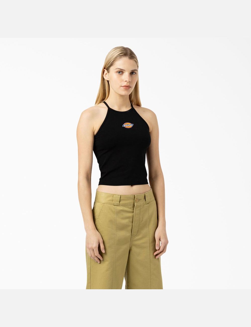 Black Dickies Chain Lake Cropped Tank Top | 563FEJAIG