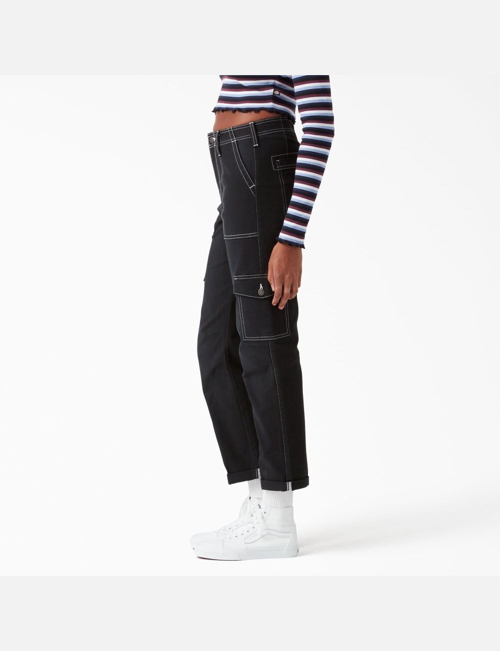 Black Dickies Cuffed Utility Carpenter Pants | 543BITYUN