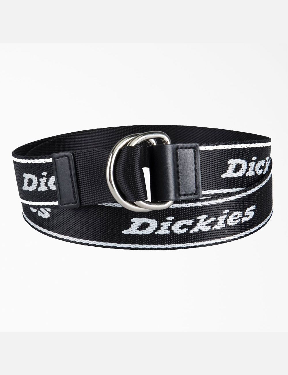 Black Dickies D-Ring Logo Print Web Belts & Suspenders | 564MHLRDQ