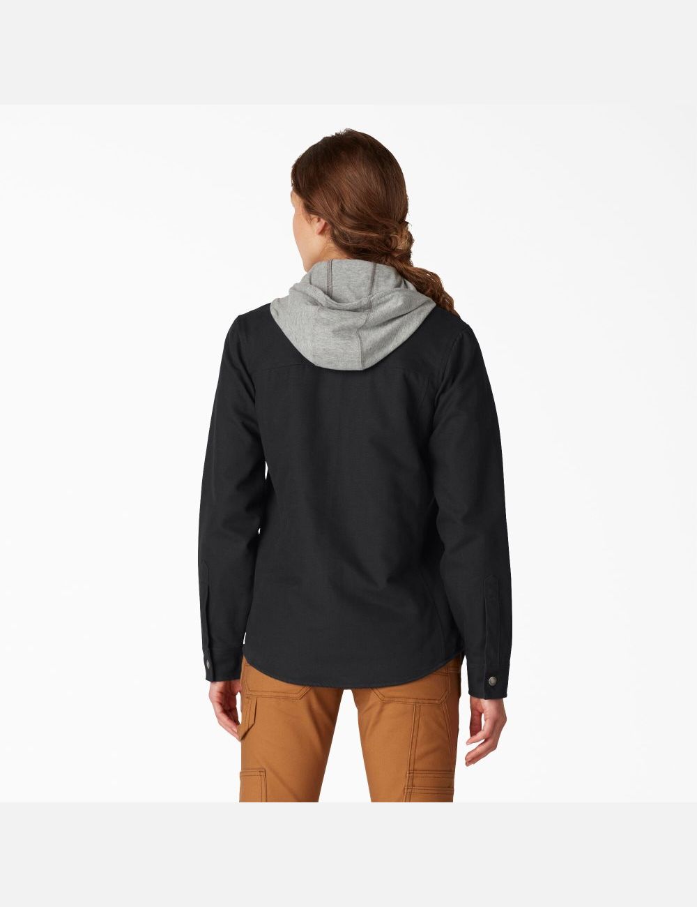 Black Dickies Duck Hooded Shirt Jackets | 941PGEDXH