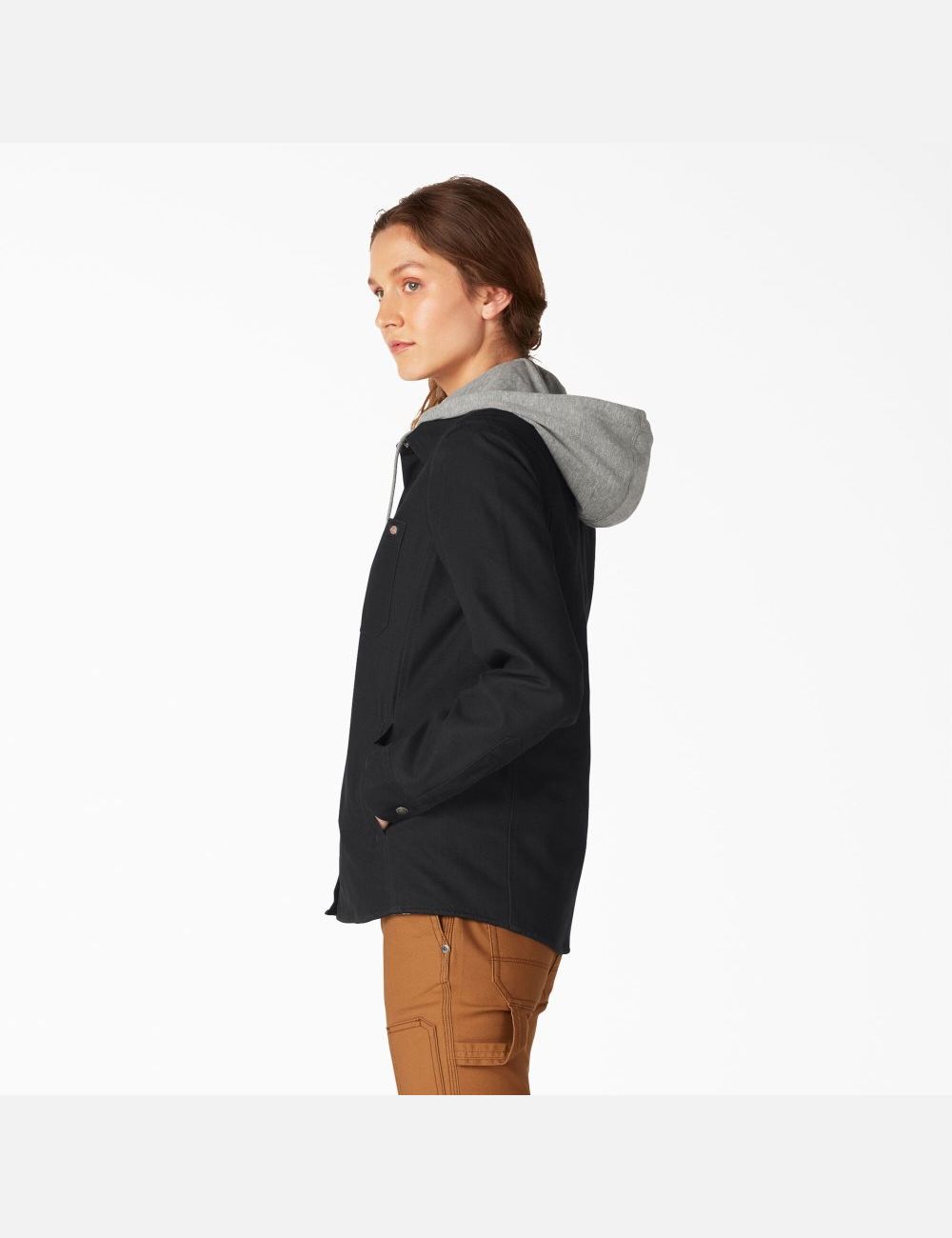 Black Dickies Duck Hooded Shirt Jackets | 941PGEDXH