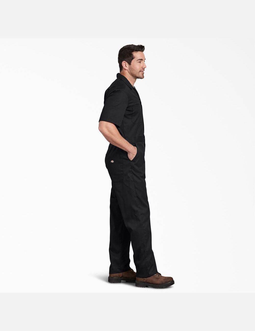 Black Dickies FLEX Short Sleeve Coveralls | 046BCQGKV