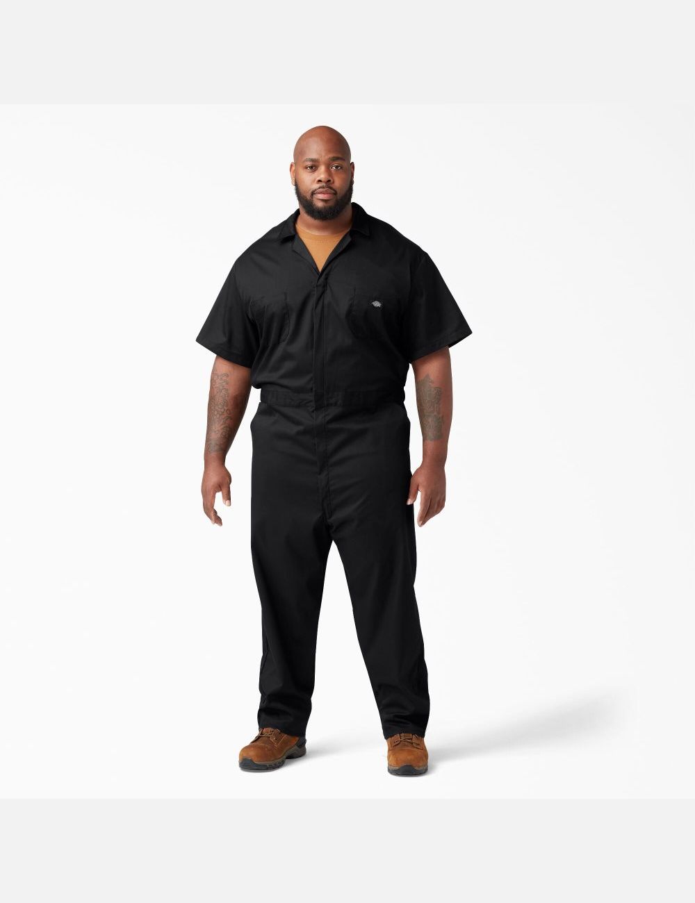 Black Dickies FLEX Short Sleeve Coveralls | 046BCQGKV