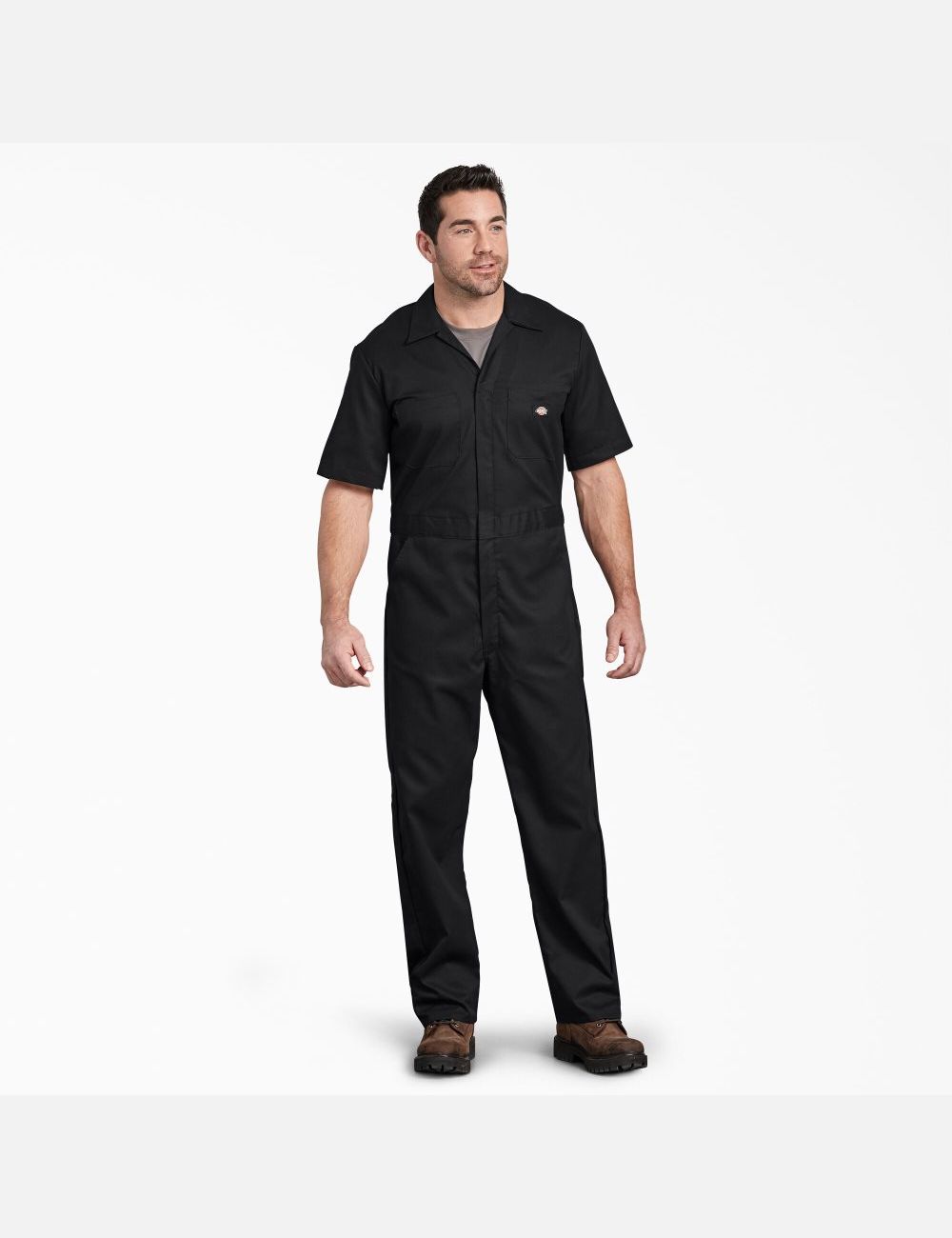 Black Dickies FLEX Short Sleeve Coveralls | 046BCQGKV