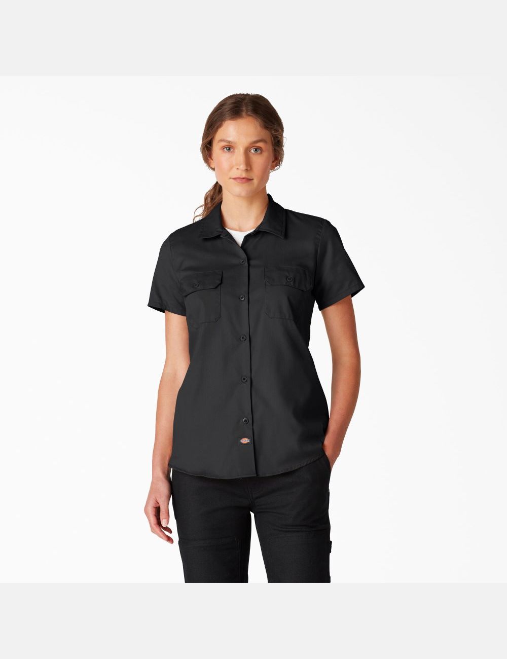 Black Dickies FLEX Short Sleeve Work Shirts | 279RGOFBZ