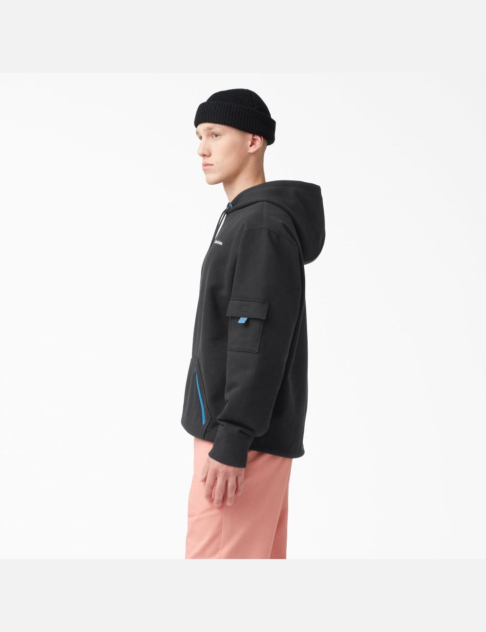 Black Dickies Fleece Cargo Hoodies | 481JCREBD