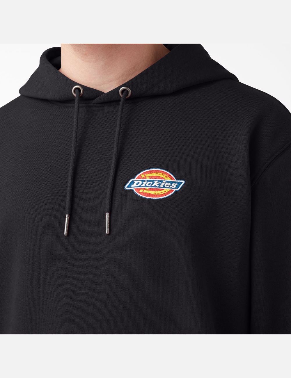 Black Dickies Fleece Embroidered Chest Logo Hoodies | 160WEVQXS