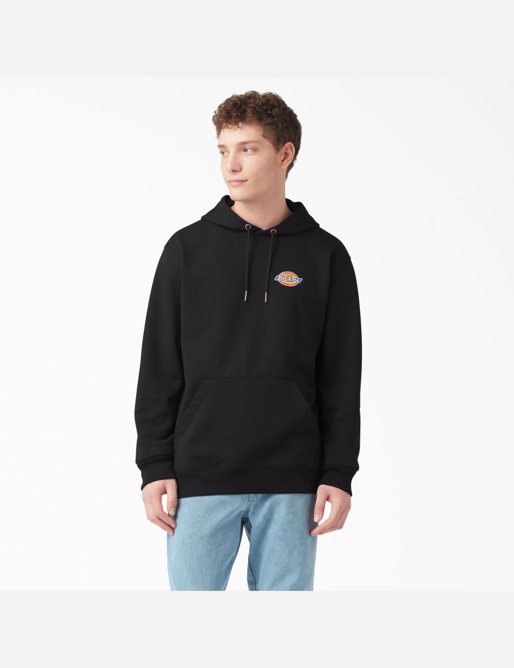 Black Dickies Fleece Embroidered Chest Logo Hoodies | 160WEVQXS