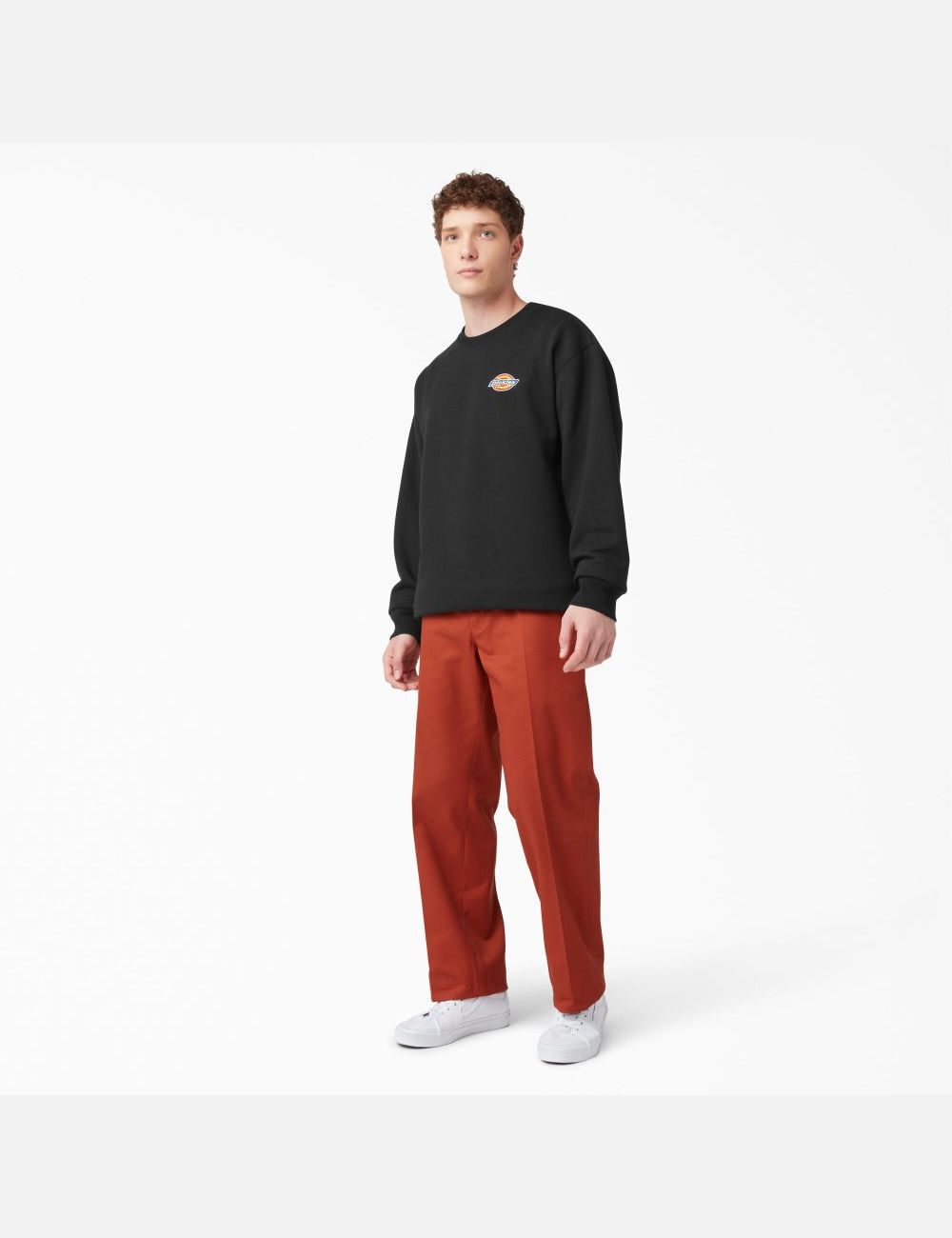 Black Dickies Fleece Embroidered Chest Sweatshirts | 708RSZNLF