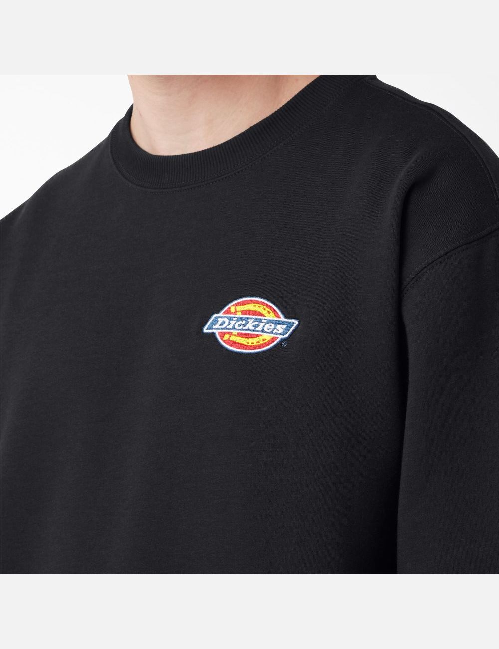 Black Dickies Fleece Embroidered Chest Sweatshirts | 708RSZNLF