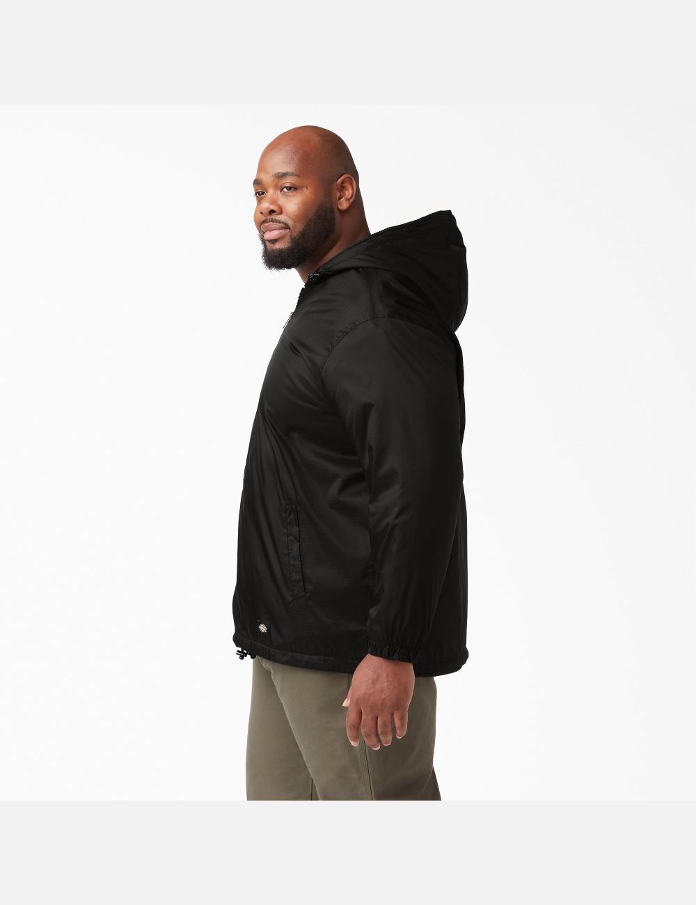 Black Dickies Fleece Lined Nylon Hooded Coats & Jackets | 208ECQOPU