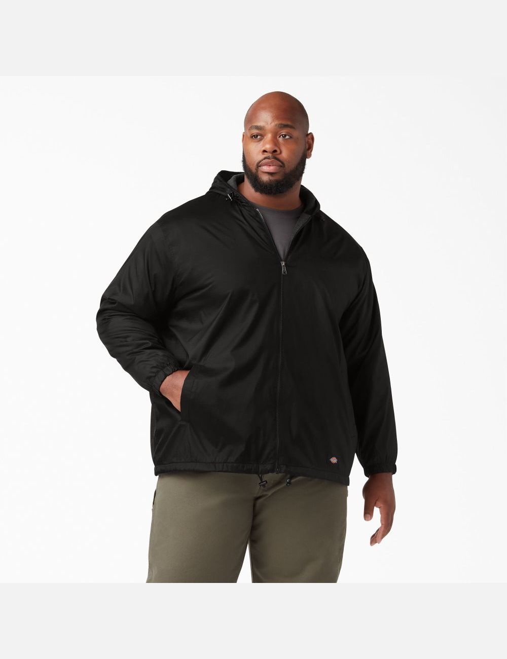 Black Dickies Fleece Lined Nylon Hooded Coats & Jackets | 720YMUAKJ