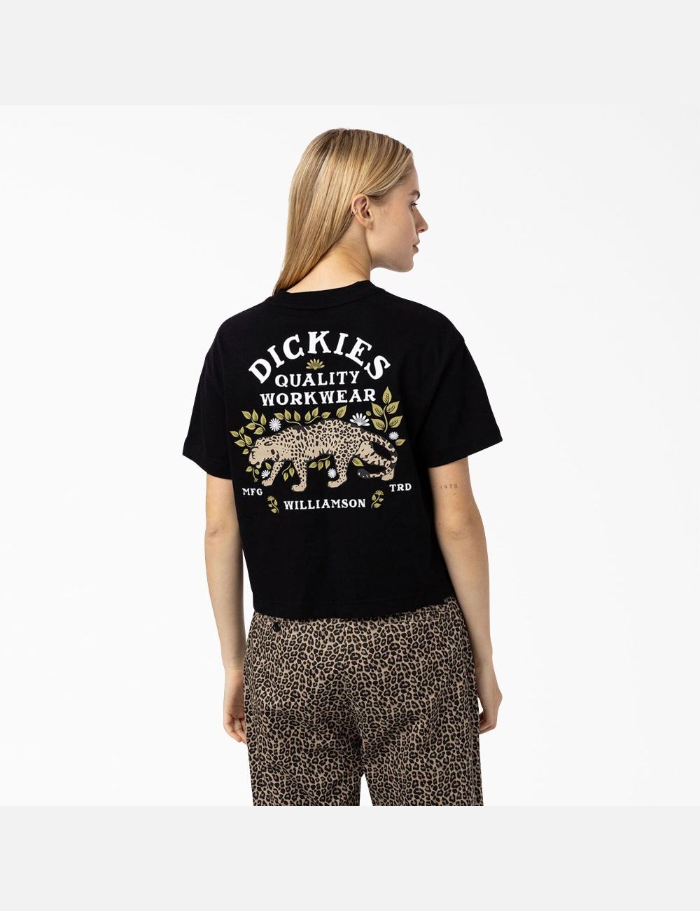 Black Dickies Fort Lewis Cropped Graphic T-Shirts | 602OTHULD