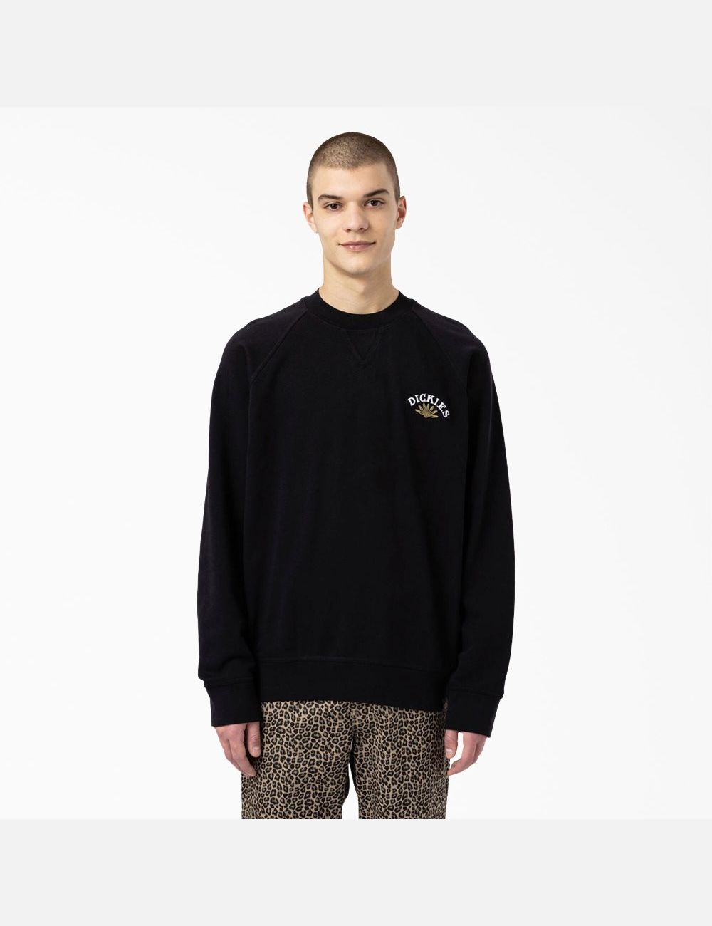 Black Dickies Fort Lewis Embroidered Sweatshirts | 598WHXMTC