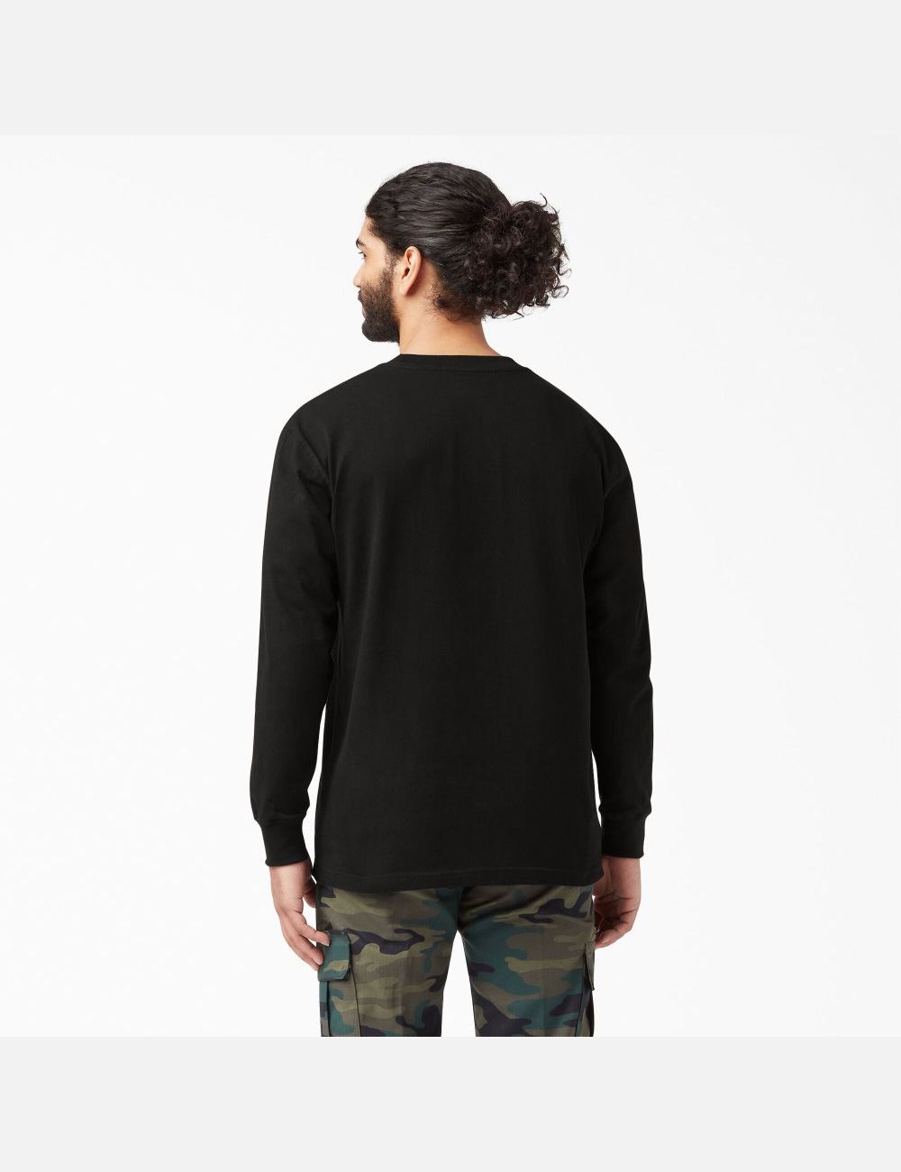 Black Dickies Heavyweight Crew Neck Long Sleeve T-Shirts | 237GUOXBZ