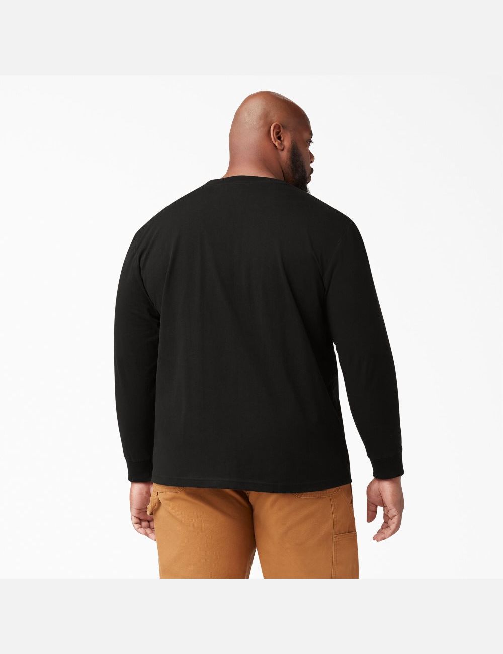 Black Dickies Heavyweight Crew Neck Long Sleeve T-Shirts | 237GUOXBZ