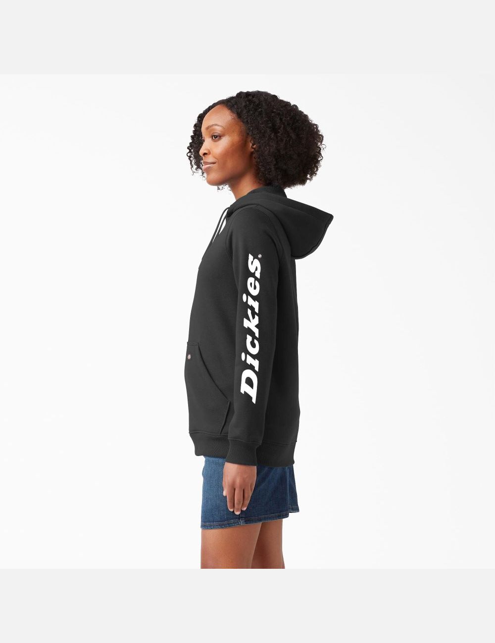 Black Dickies Heavyweight Logo Sleeve Hoodies | 173EVIRHM