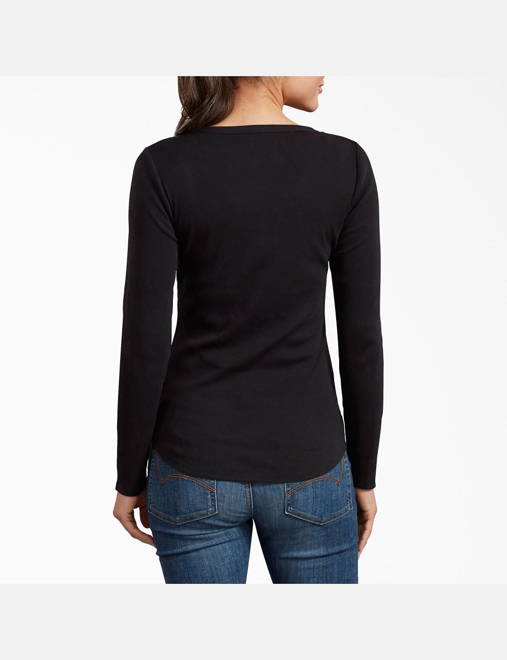 Black Dickies Henley Long Sleeve T-Shirts | 781LCJZNF