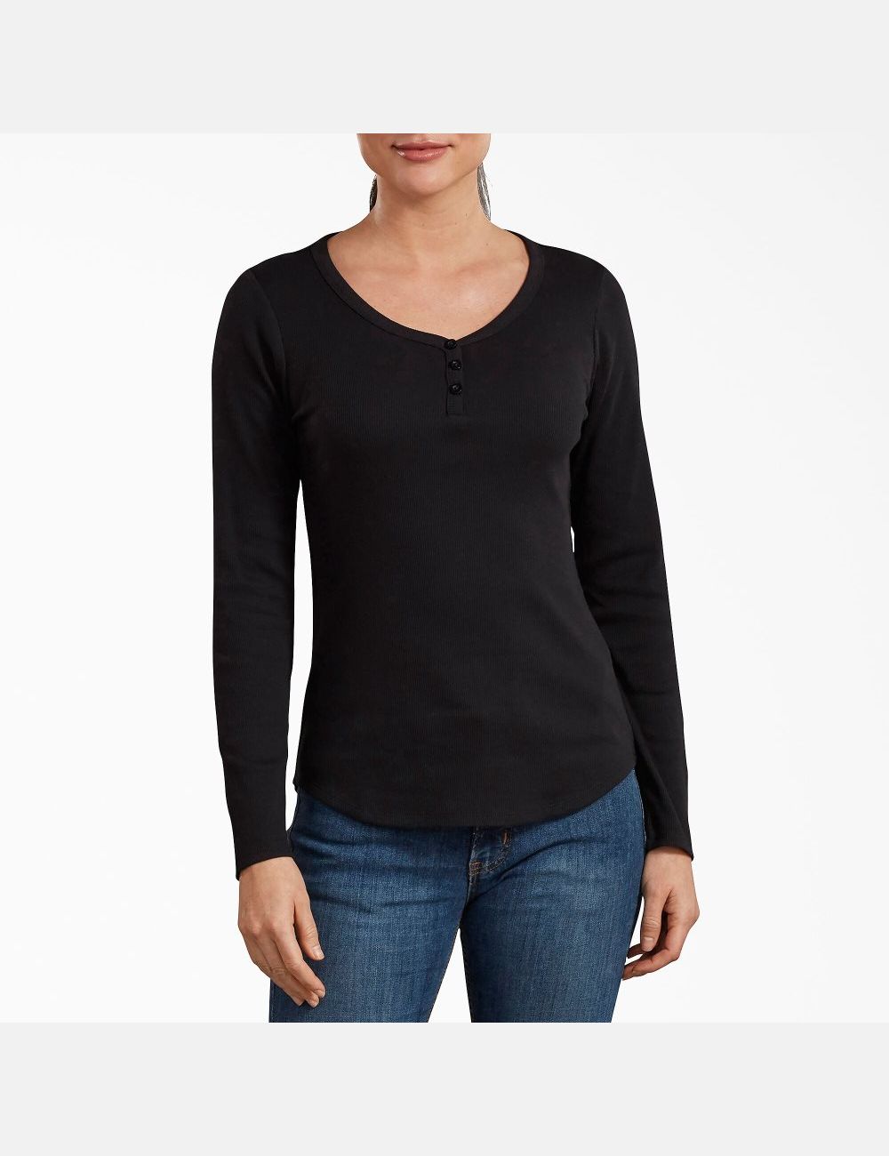 Black Dickies Henley Long Sleeve T-Shirts | 781LCJZNF