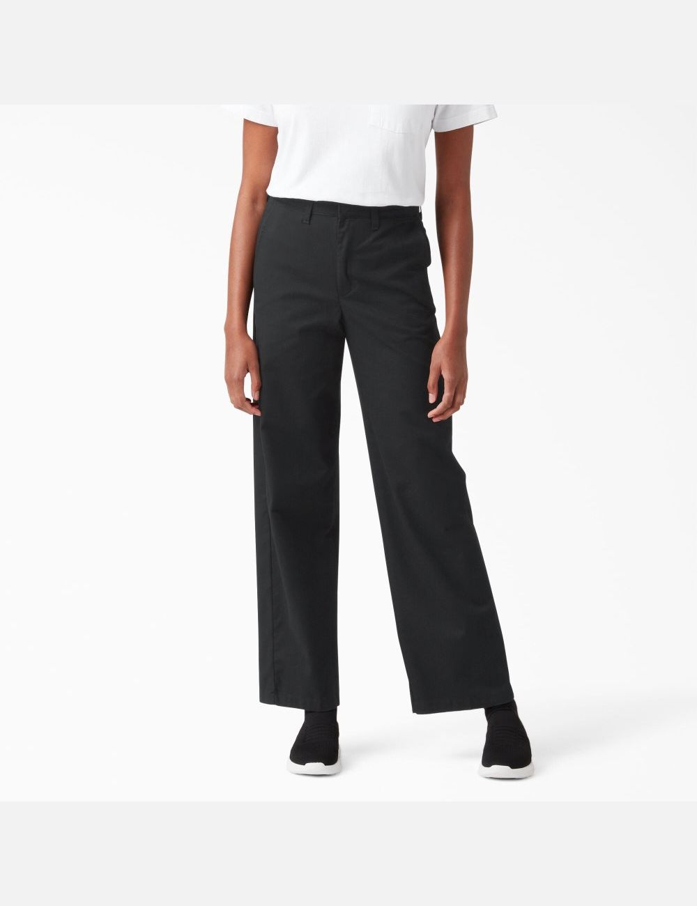 Black Dickies High Rise Wide Leg Twill Pants | 340RZPDOB