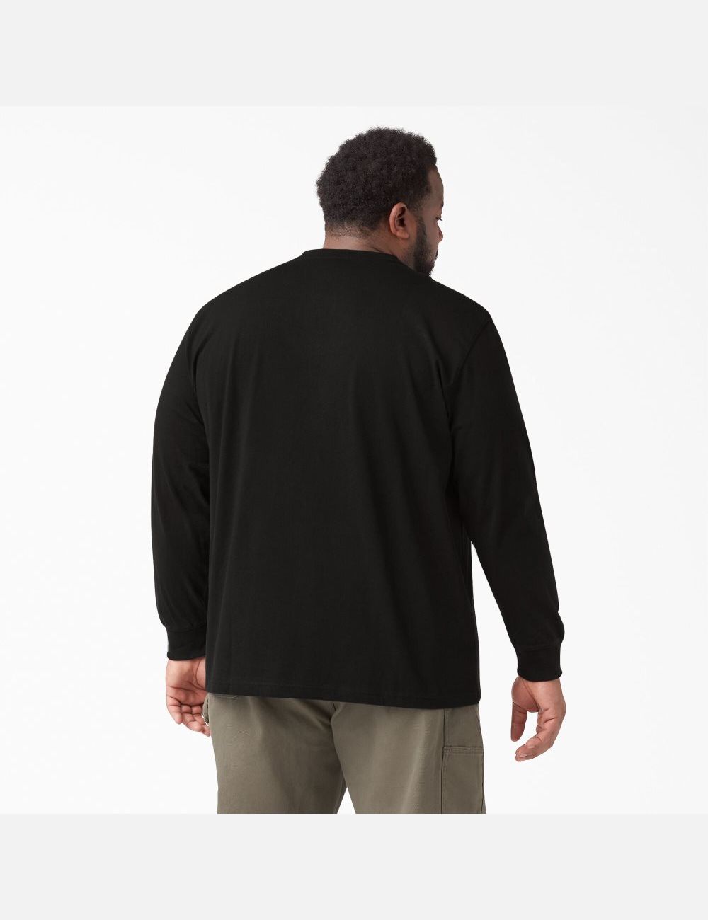 Black Dickies Long Sleeve Heavyweight Henley T-Shirts | 064JUIVXT