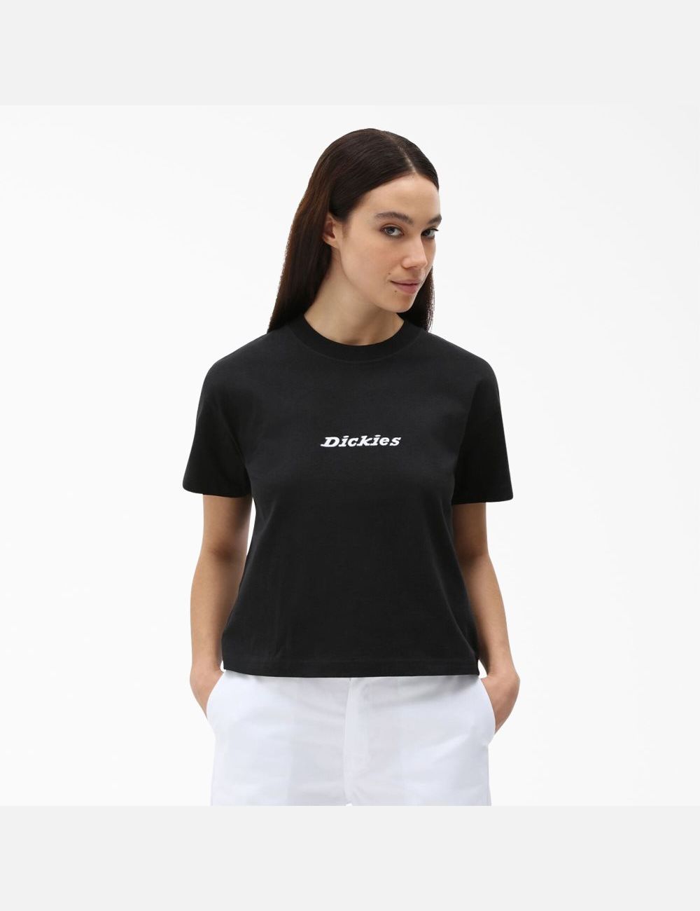 Black Dickies Loretto T-Shirt Cropped Tops | 794SBJIMG