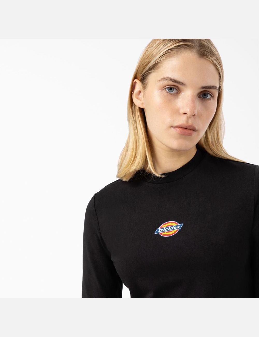 Black Dickies Maple Valley Long Sleeve T-Shirt Cropped Tops | 295KRWLJM