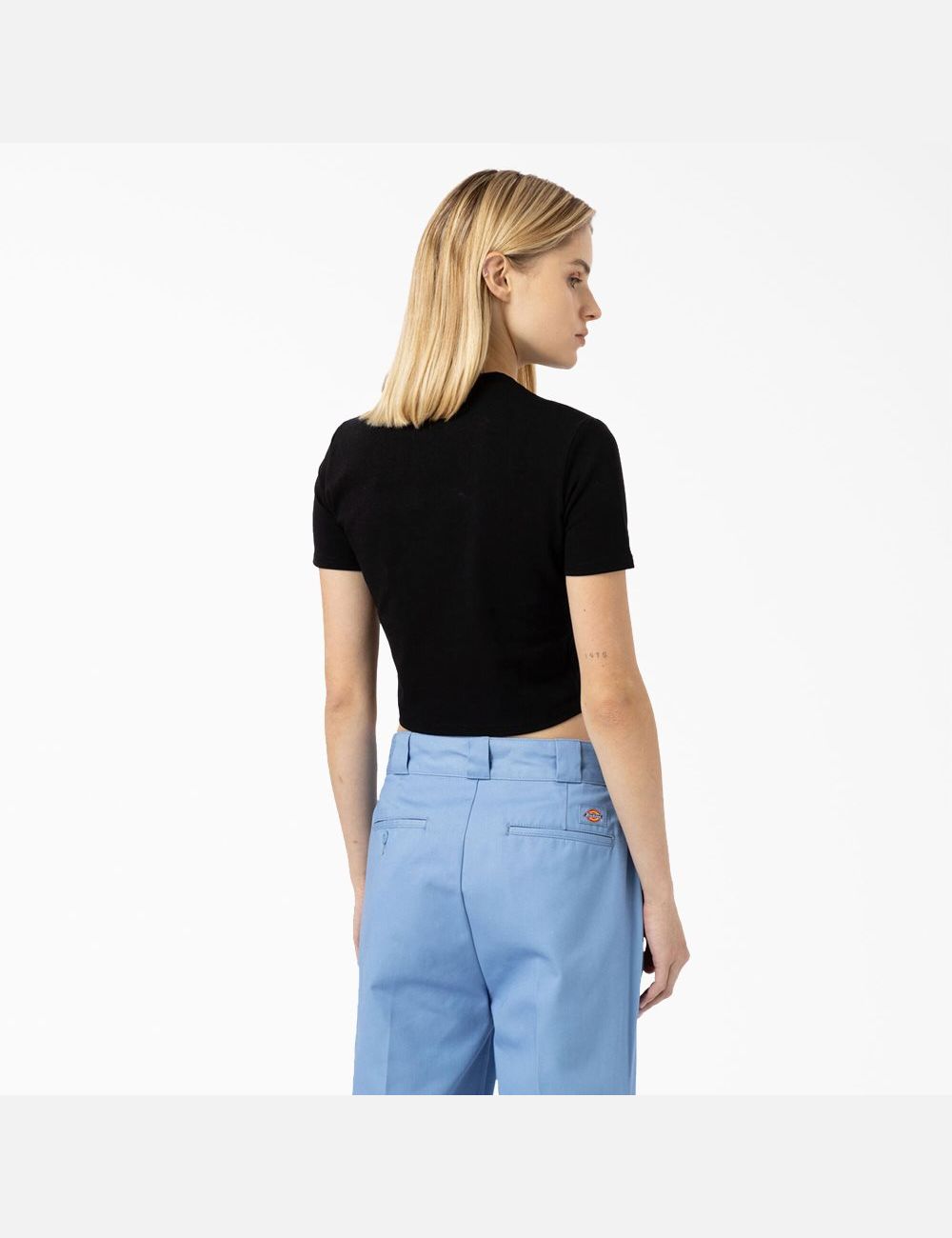 Black Dickies Maple Valley T-Shirt Cropped Tops | 237ZGFURE