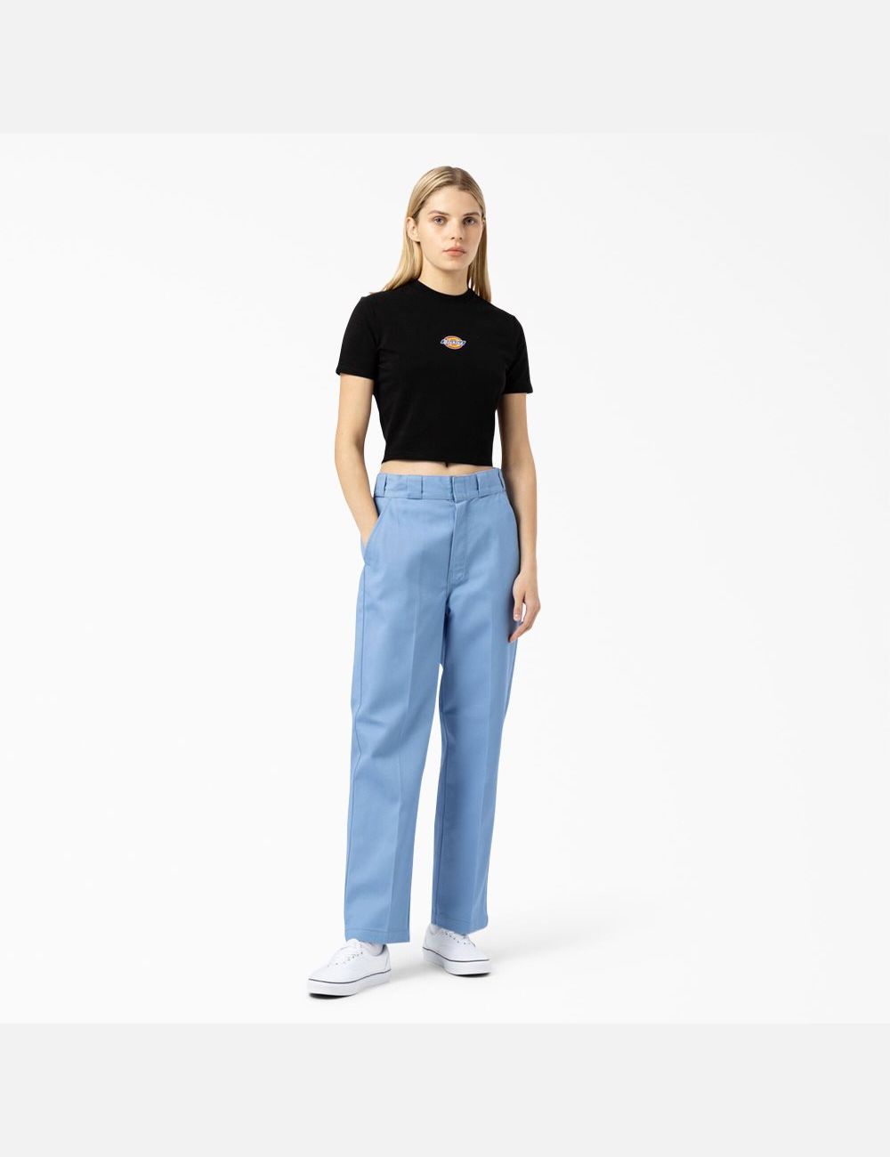 Black Dickies Maple Valley T-Shirt Cropped Tops | 237ZGFURE