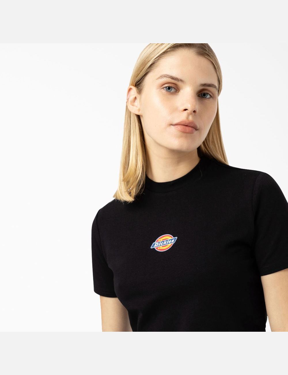 Black Dickies Maple Valley T-Shirt Cropped Tops | 237ZGFURE