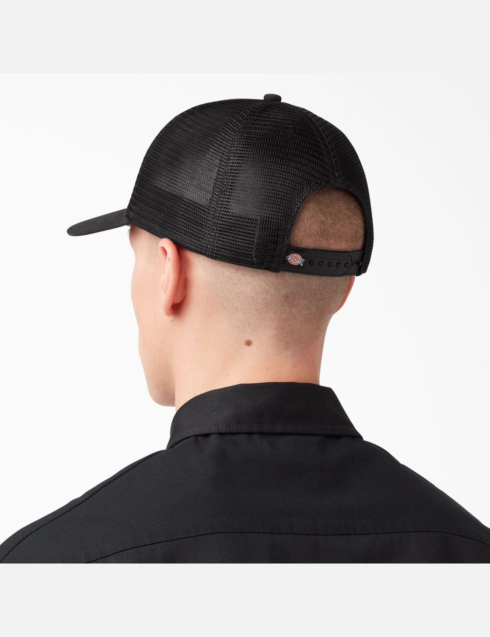 Black Dickies Patch Logo Trucker Hats | 726FPOAEL