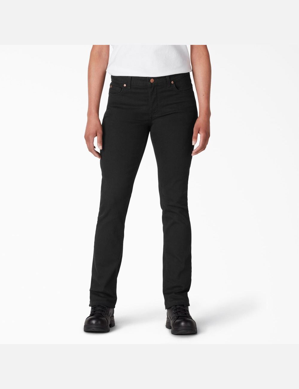 Black Dickies Perfect Shape Denim Straight Leg Jeans | 496NRIOAP