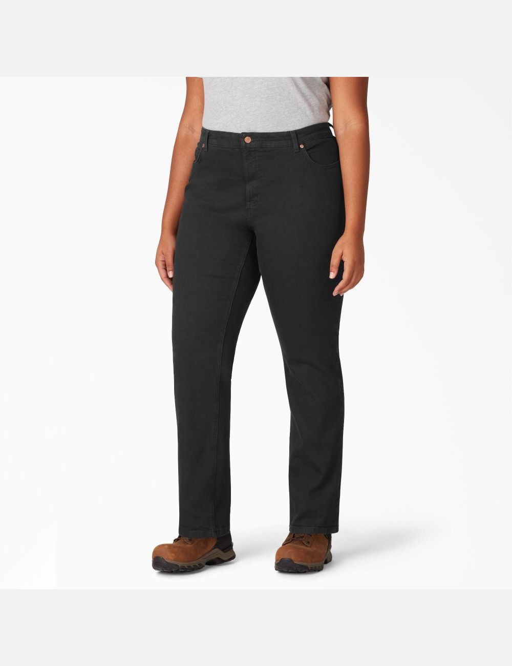 Black Dickies Perfect Shape Plus Straight Leg Stretch Denim Pants | 270QPHCRL