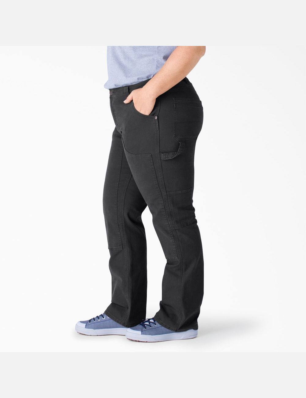 Black Dickies Plus Duck Double-Front Carpenter Pants | 302TRFNHU