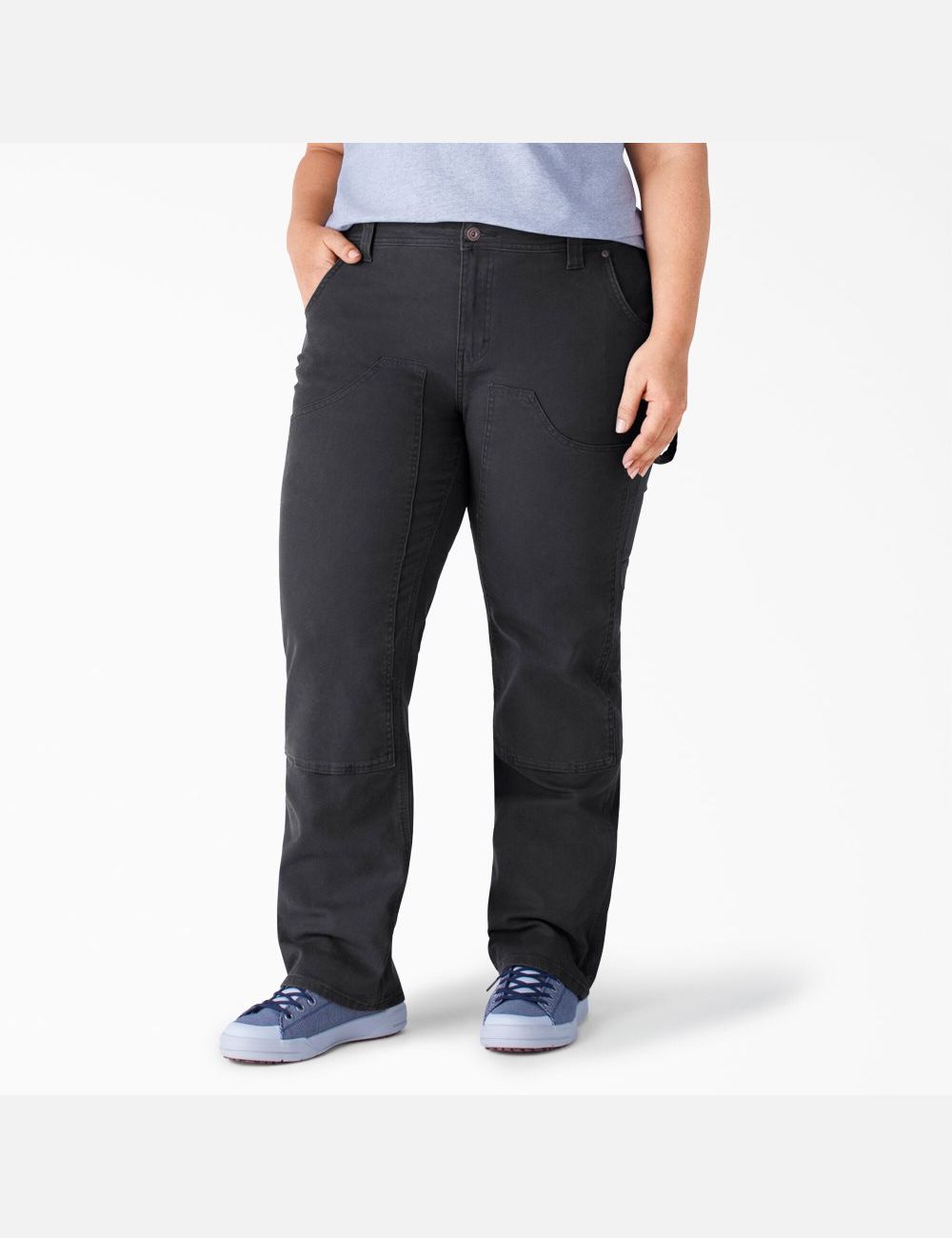 Black Dickies Plus Duck Double-Front Carpenter Pants | 302TRFNHU