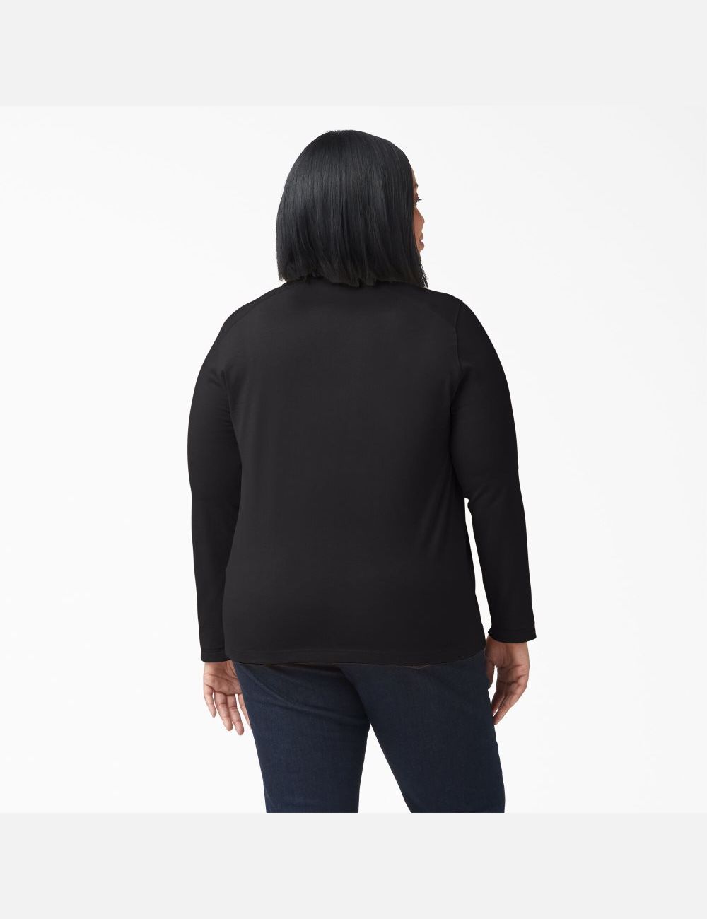 Black Dickies Plus Heavyweight Henley Long Sleeve T-Shirts | 840MNHXBI