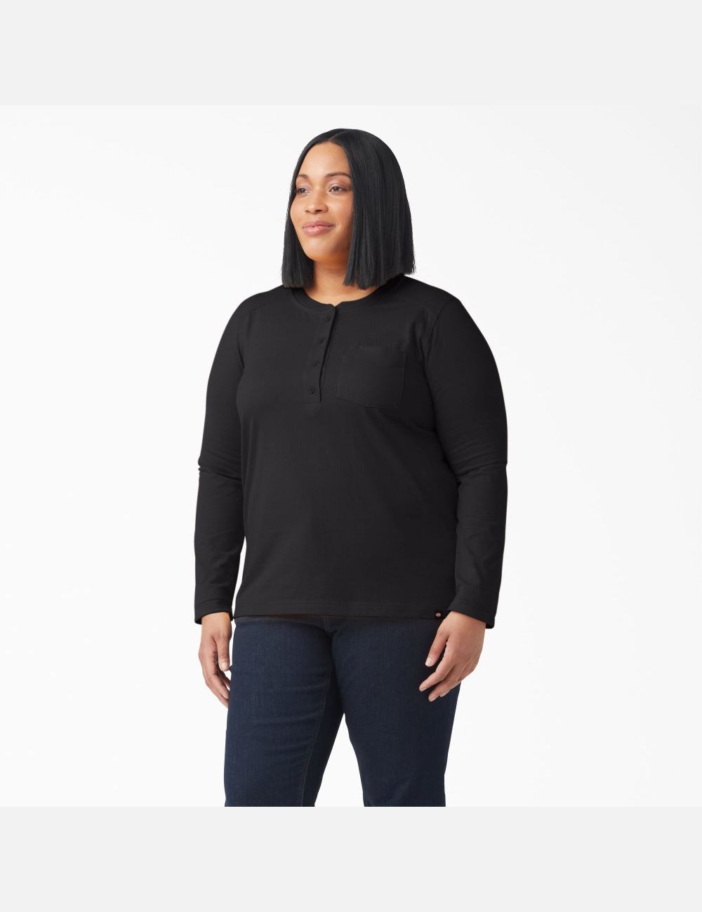 Black Dickies Plus Heavyweight Henley Tops | 820WXODMK