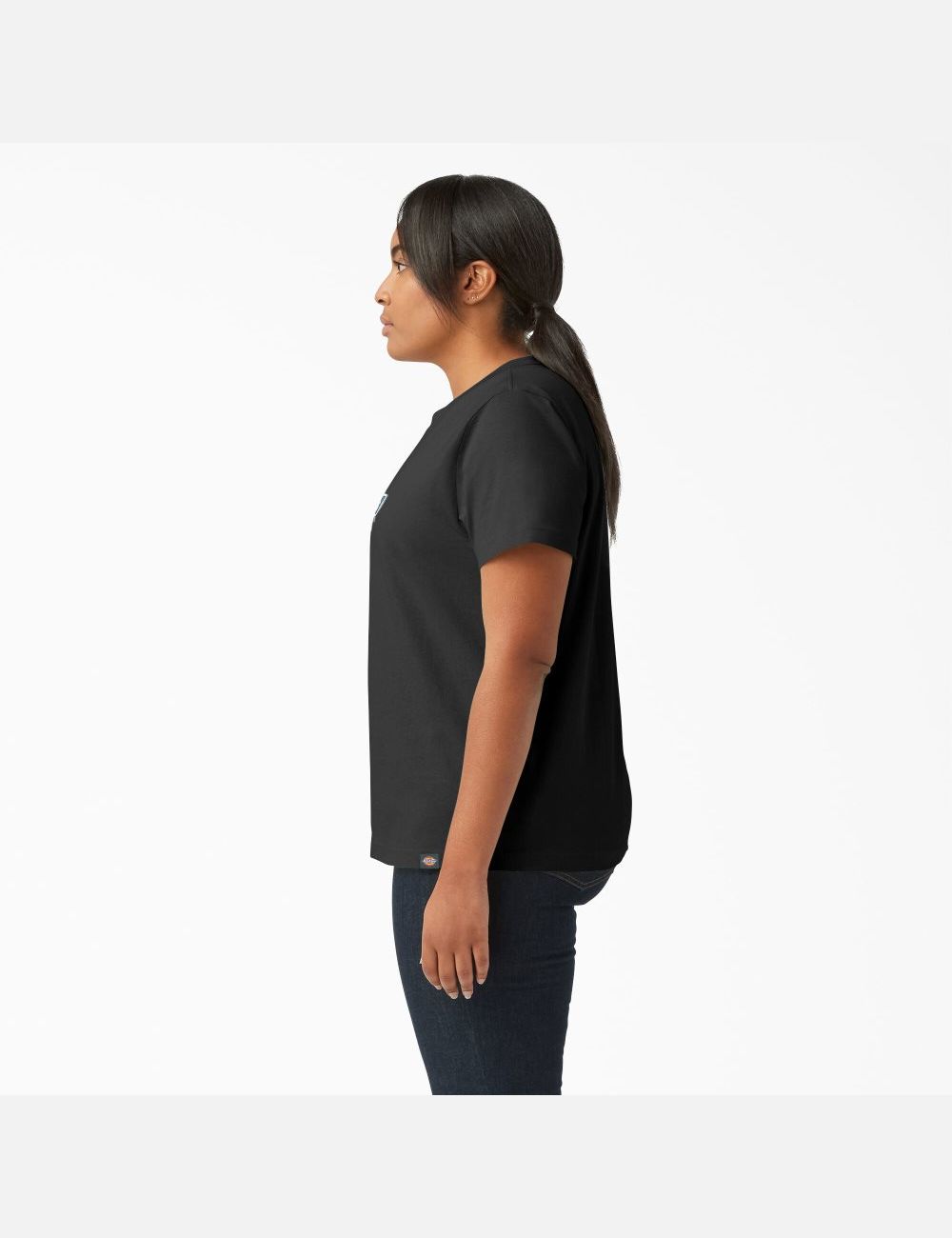 Black Dickies Plus Logo Graphic Tops | 763UALIRH