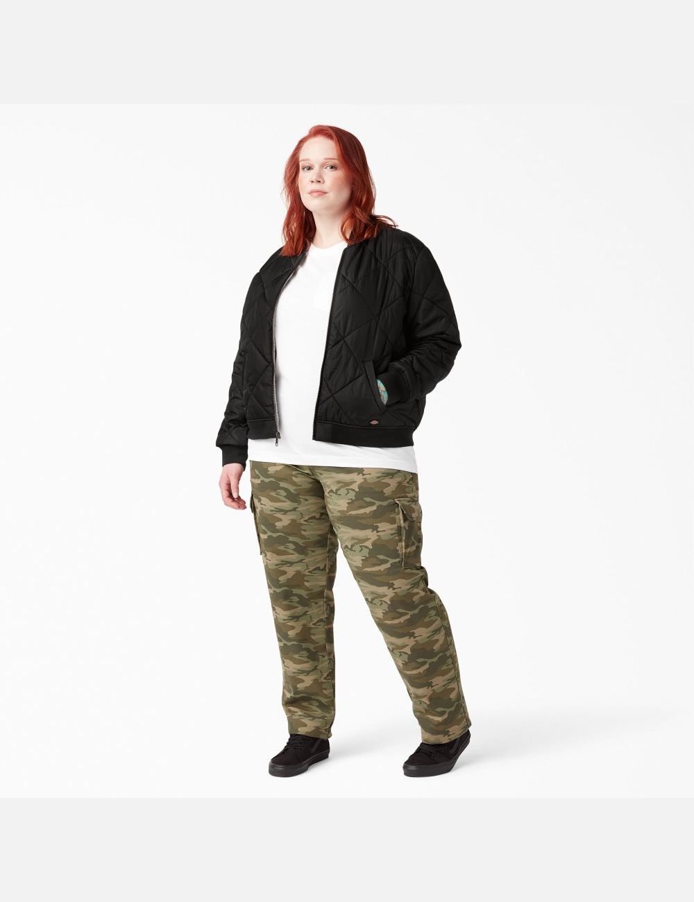 Black Dickies Plus Quilted Bomber Coats & Jackets | 143ZRPMAS