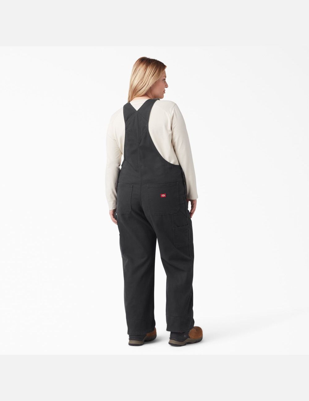 Black Dickies Plus Relaxed Fit Straight Leg Bib Coveralls & Overalls | 437ABZFXM