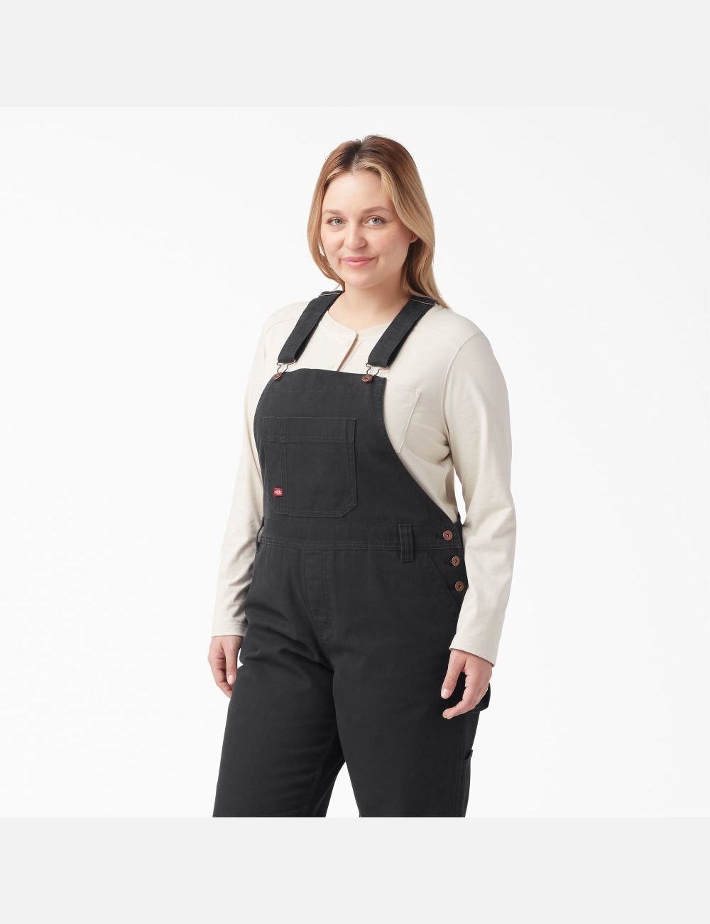 Black Dickies Plus Relaxed Fit Straight Leg Bib Coveralls & Overalls | 437ABZFXM